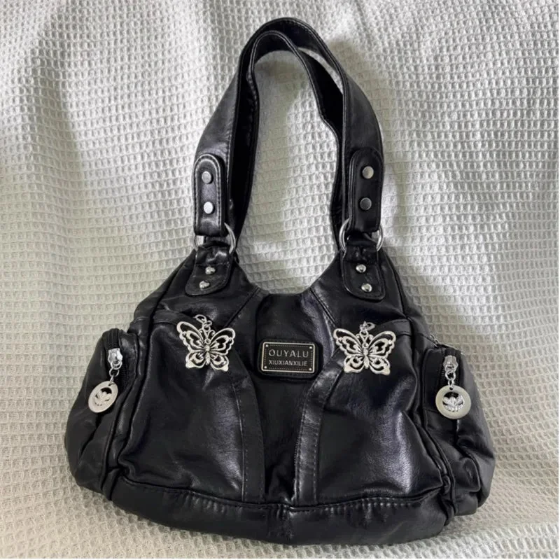 Gothic Style Womens Black Faux Leather Bag