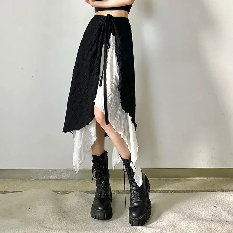 Black Punk Style Womens Cotton Polyester Skirt