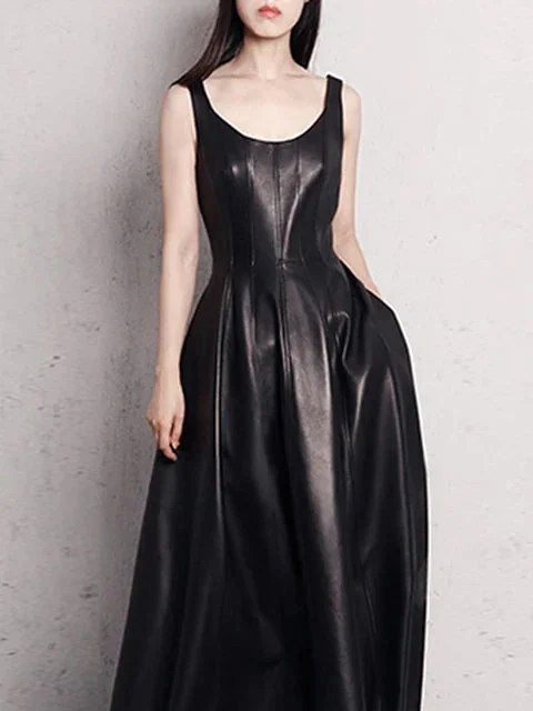 Limited Edition Black Faux Leather Womens Dress
