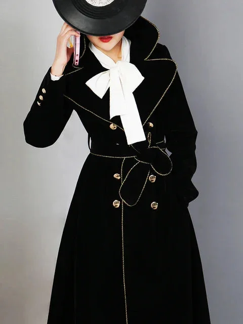 Black Velvet Womens Trench Jacket