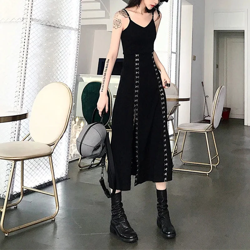 Black Gothic Style Long Dress for Women