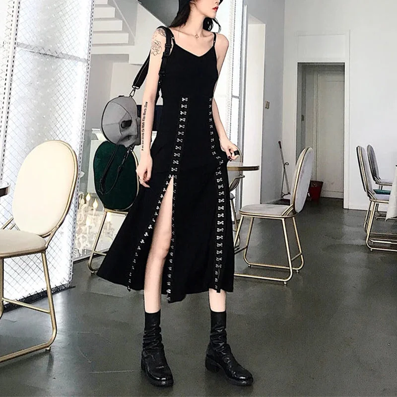 Black Gothic Style Long Dress for Women