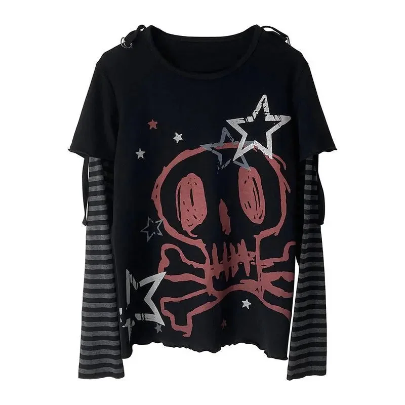 Edgy Punk Cotton Blend Top for Women