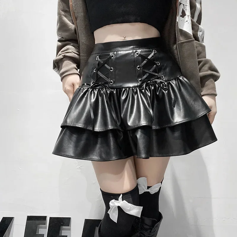 Limited Edition Black Gothic Faux Leather Skirt