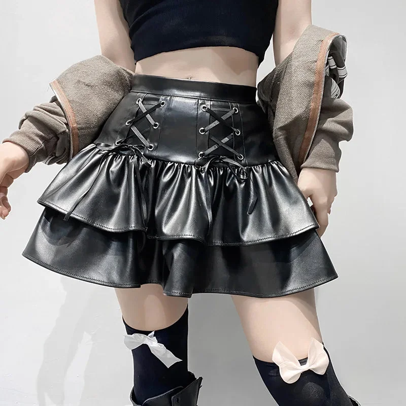 Limited Edition Black Gothic Faux Leather Skirt