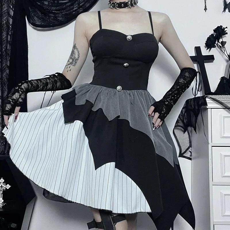 Gothic Black Cotton Polyester Womens Dress