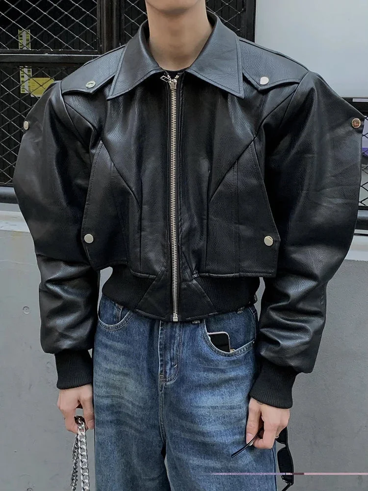 Classic Black Faux Leather Mens Jacket