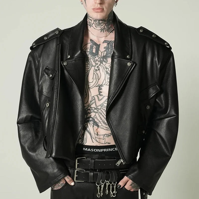 Limited Edition Black Faux Leather Biker Jacket for Men