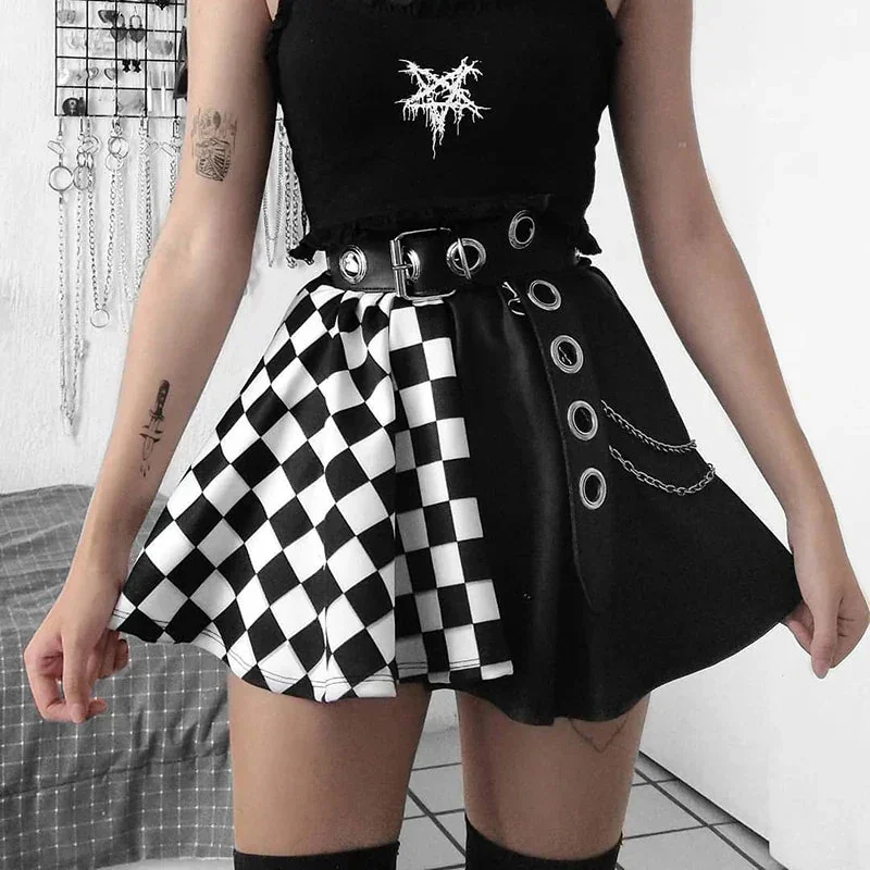 Black Gothic Cotton & Polyester Womens Skirt