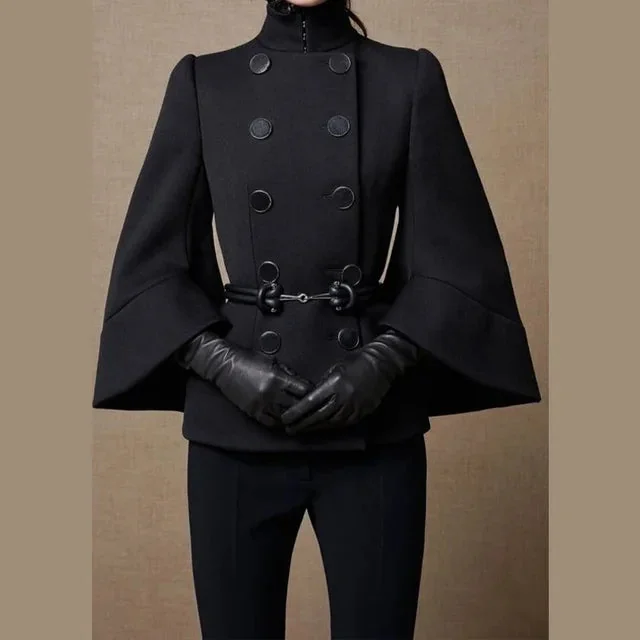 Elegant Black Womens Jacket - Premium Cotton & Polyester Blend