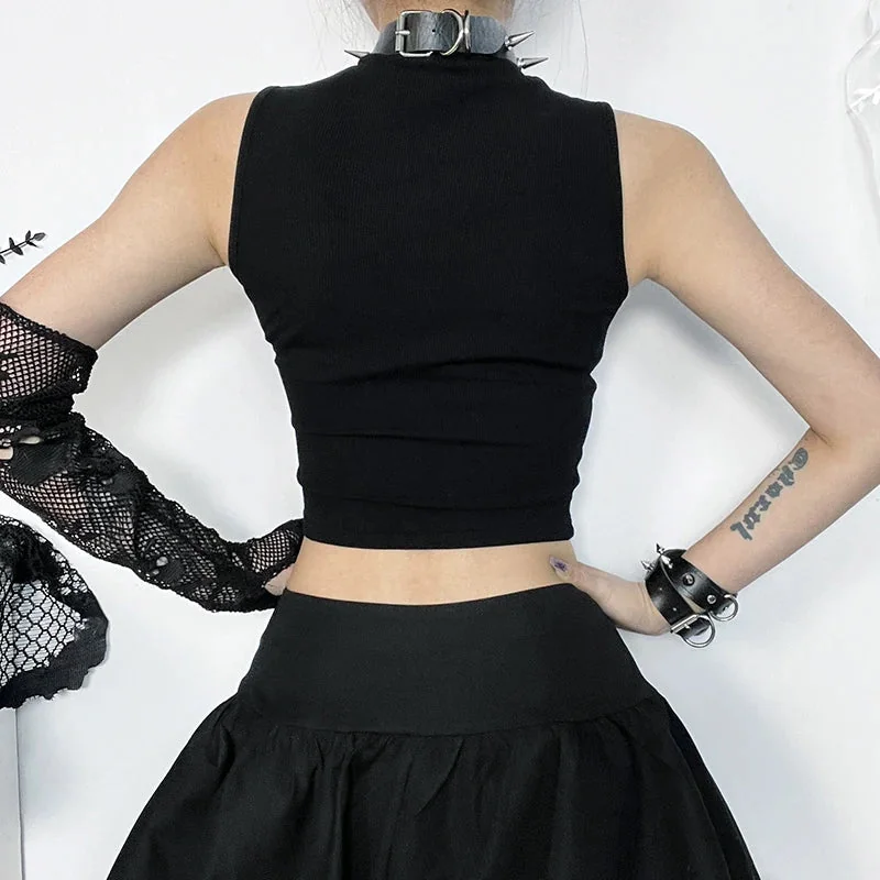 Black Gothic Tank Top for Women - Premium Cotton Polyester Blend