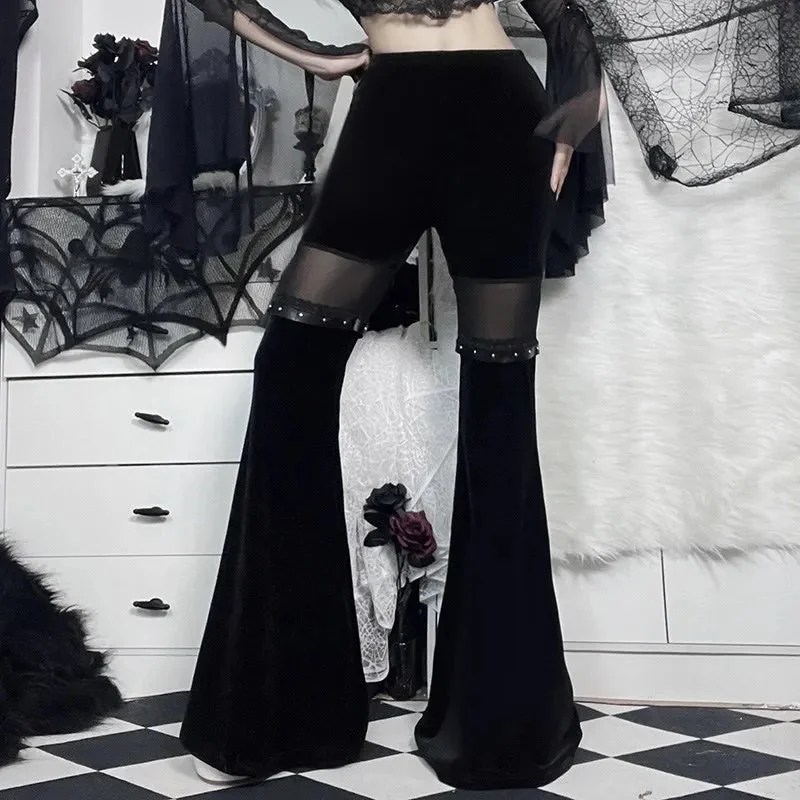 Black Gothic Velvet Womens Pants