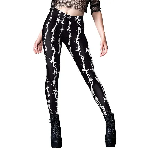 Black Cotton & Polyester Womens Leggings