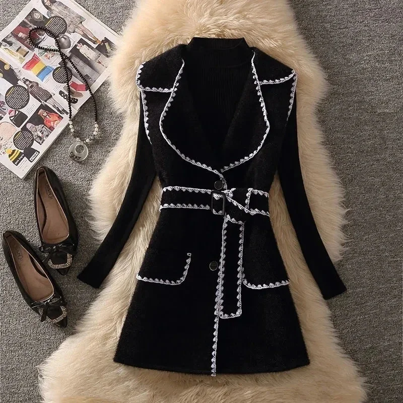 Classic Vintage Black Dress Suit - Premium Cotton & Wool Blend