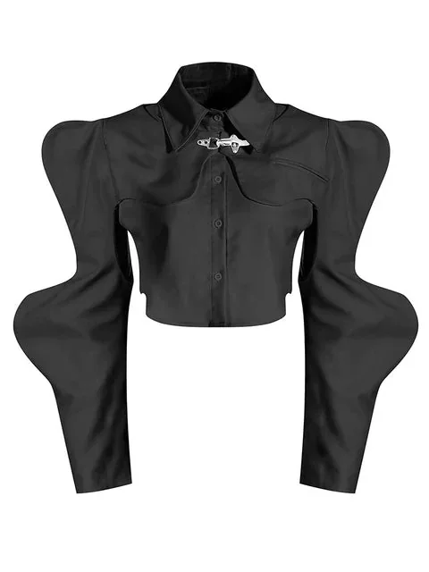 Elegant Black Cotton Blouse - Womens Fashion