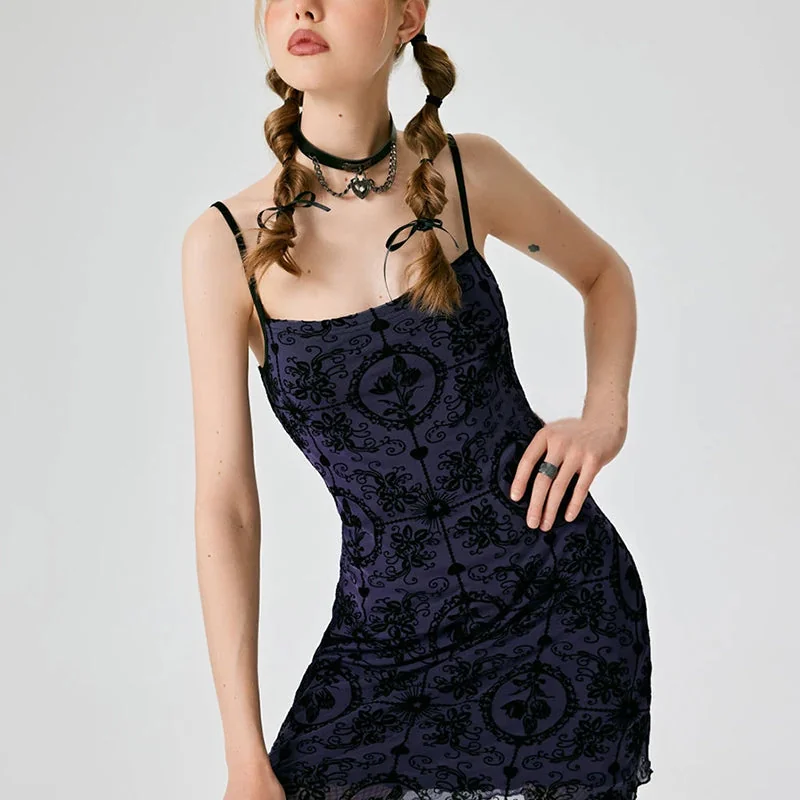 Elegant Purple Gothic Style Womens Dress