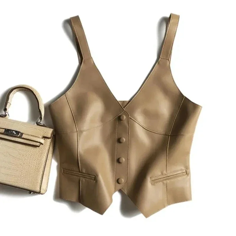 Stylish Leather Blend Womens Vest