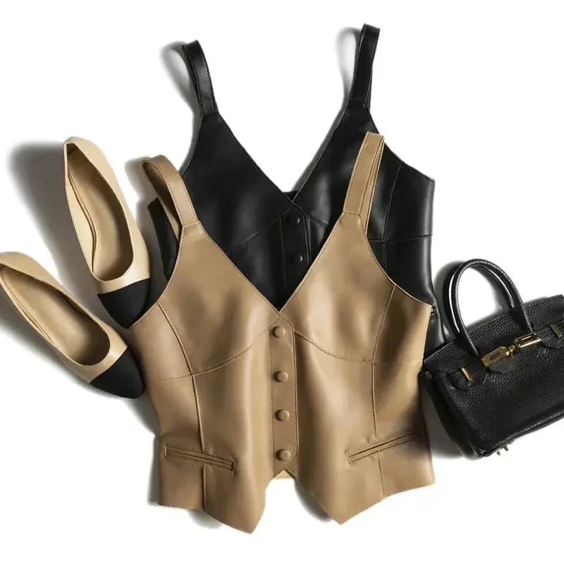 Stylish Leather Blend Womens Vest