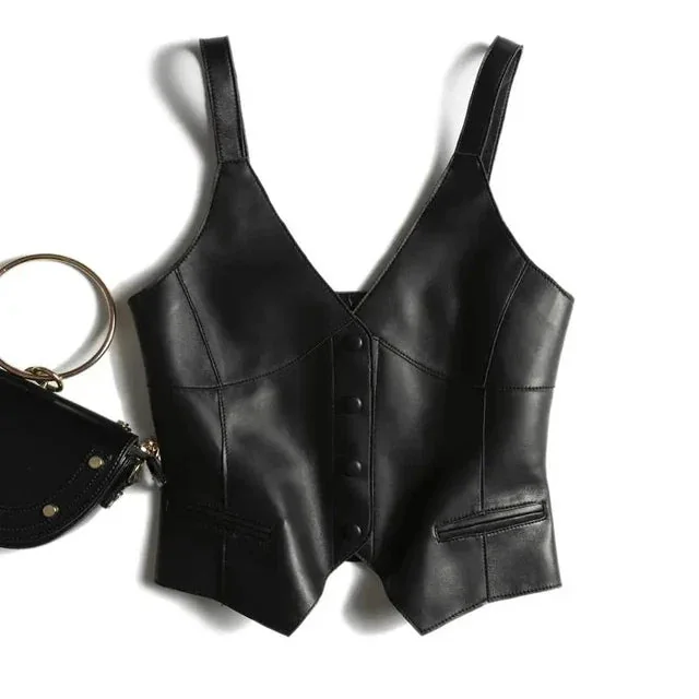 Stylish Leather Blend Womens Vest