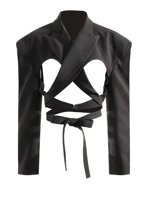 Black Short Blazer for Women Premium Cotton Polyester Blend