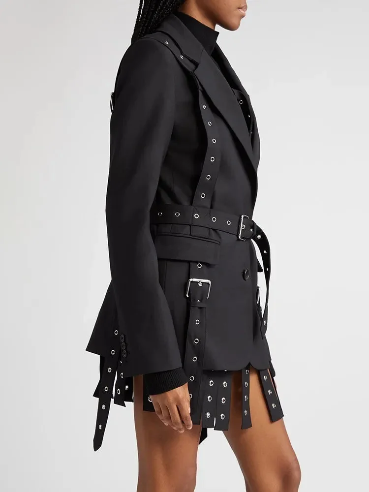 Elegant Black Cotton/Polyester Womens Blazer