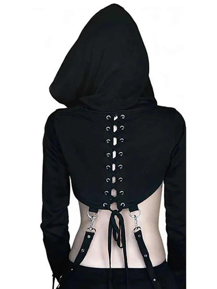 Stylish Black Gothic Hoodie for Women