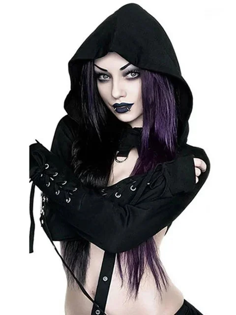 Stylish Black Gothic Hoodie for Women