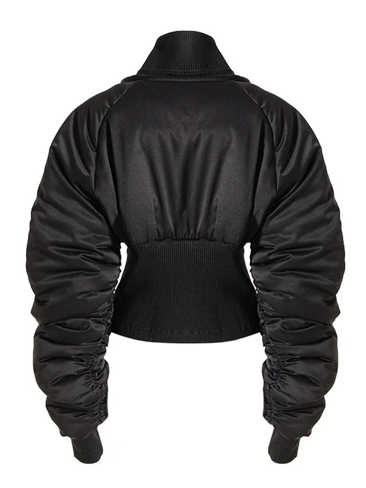 Chic Black Womens Cotton/Polyester Blend Jacket