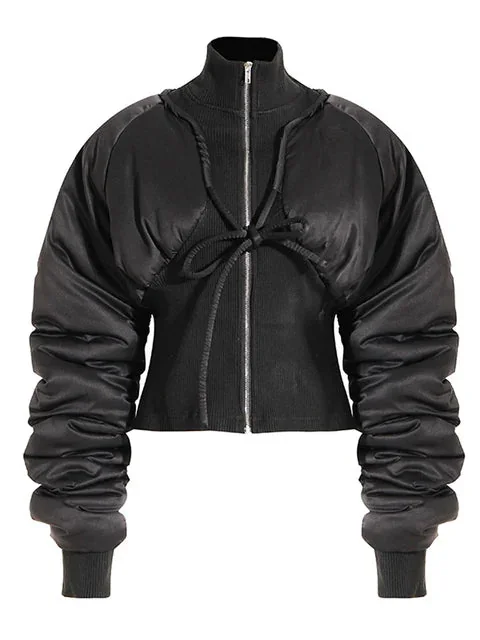 Chic Black Womens Cotton/Polyester Blend Jacket