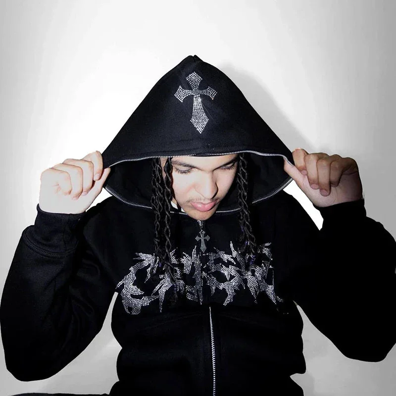 Mens Black Hooded Sweatshirt Premium Cotton/Polyester Blend