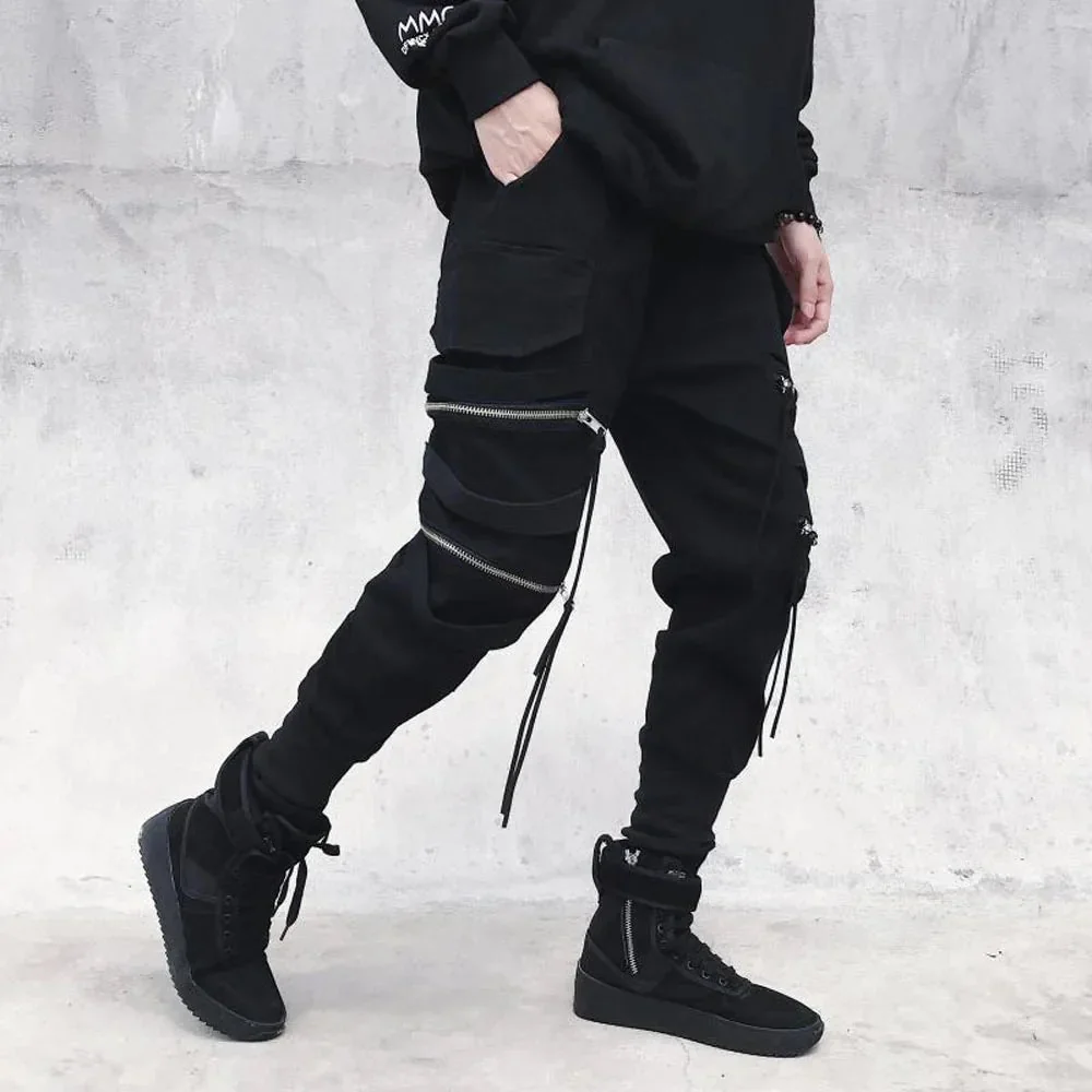 Black Zipper Joggers for Men Premium Cotton Polyester Blend