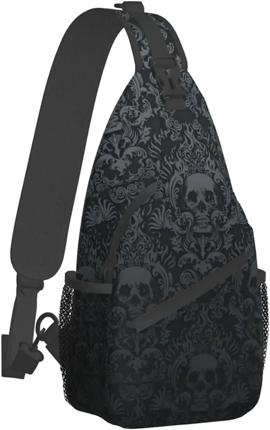Black Skull Print Backpack for Men