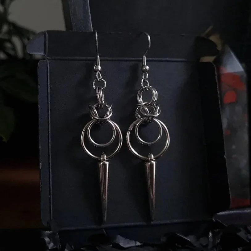 Silver Gothic Style Earrings for Women