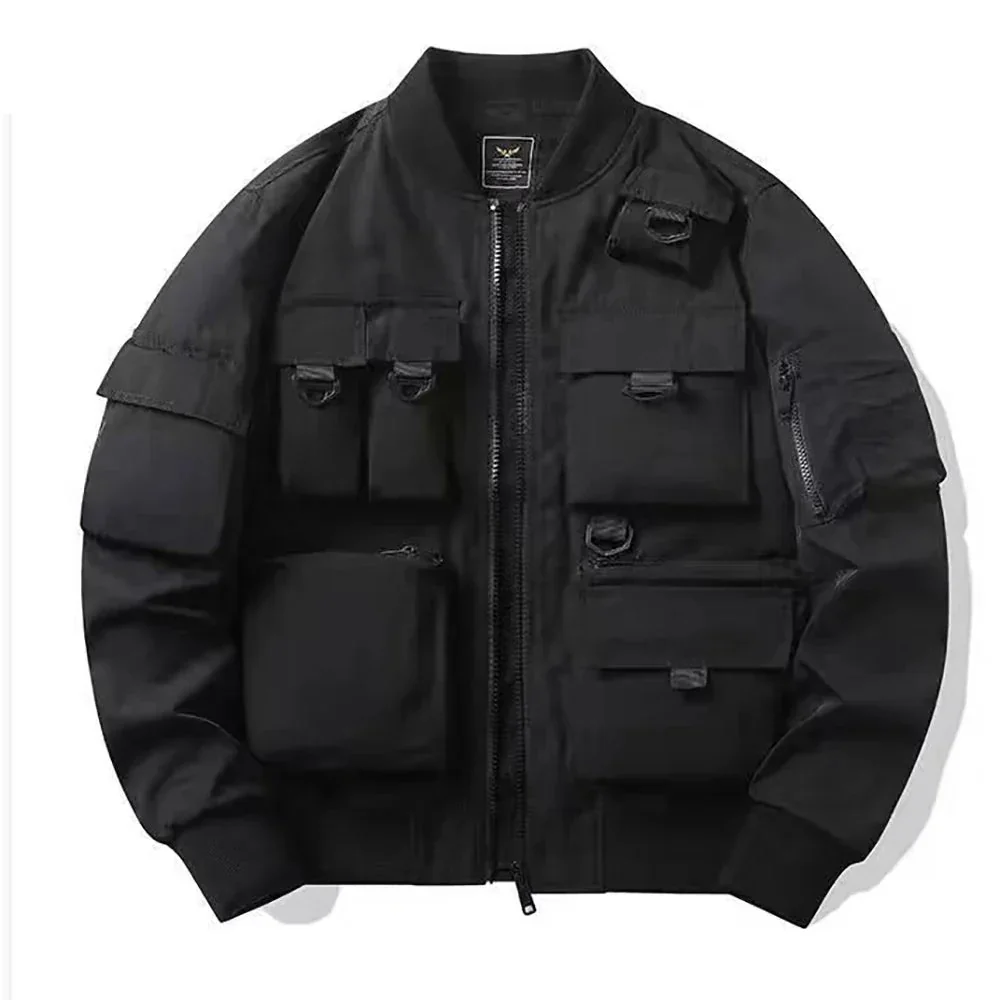Premium Black Nylon & Polyester Blend Bomber Jacket for Men