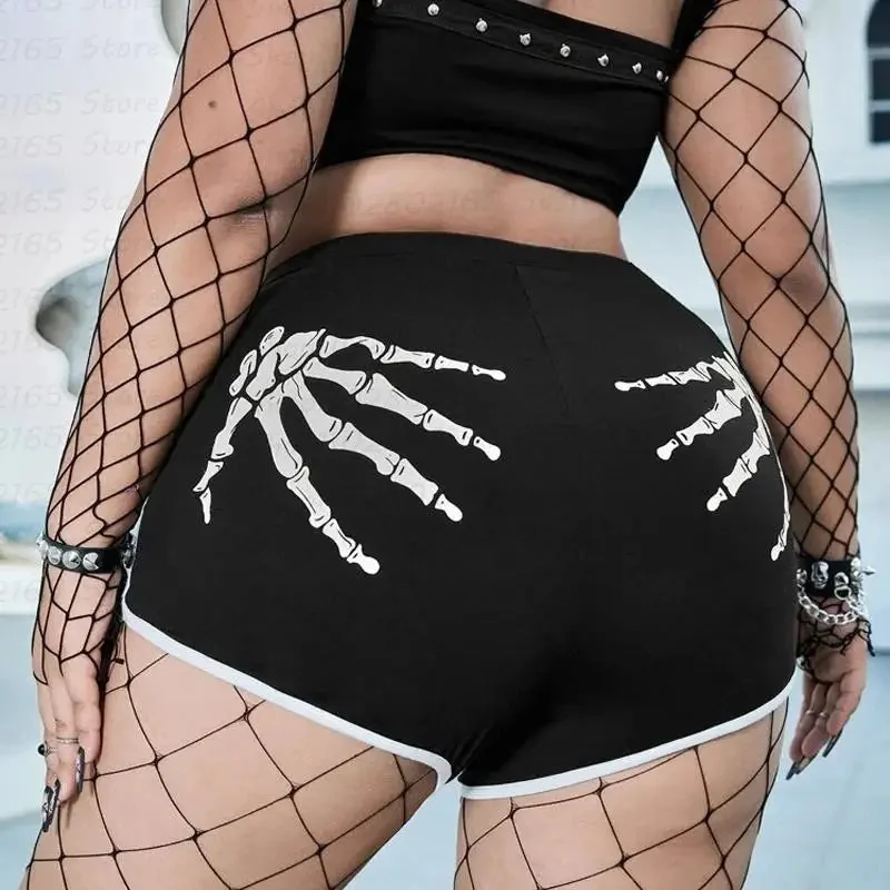 Black Cotton & Polyester Womens Summer Shorts