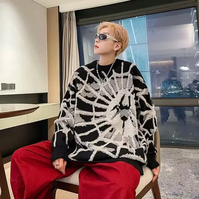 Limited Edition Spider Print Cotton Polyester Mens Jumper