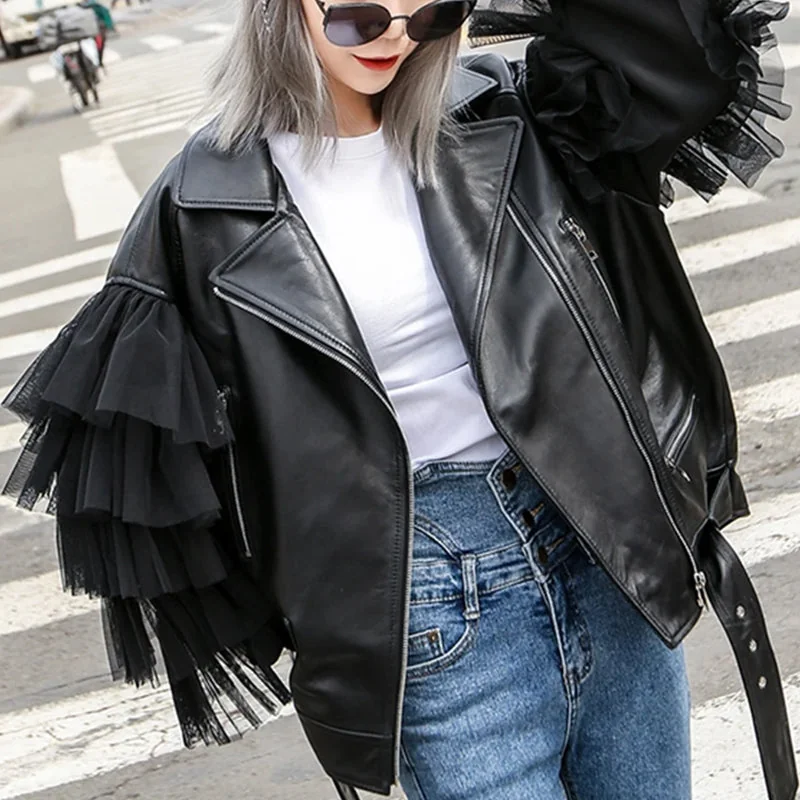 Luxury Black Faux Leather Jacket for Women