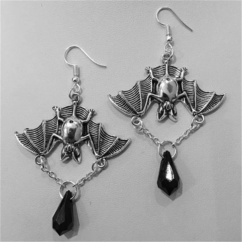 Gothic Vampire Silver Earrings Statement Piece