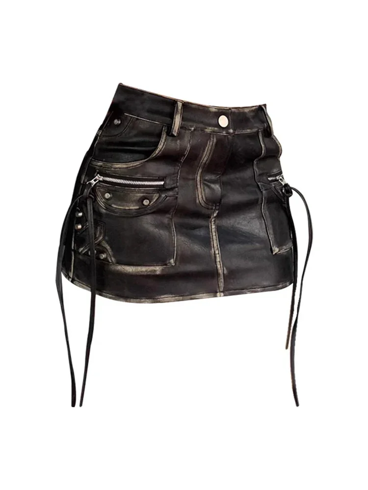 Vintage Black Faux Leather Skirt - Limited Edition