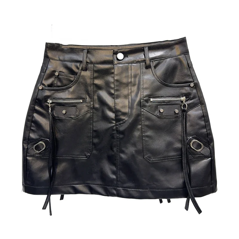 Vintage Black Faux Leather Skirt - Limited Edition