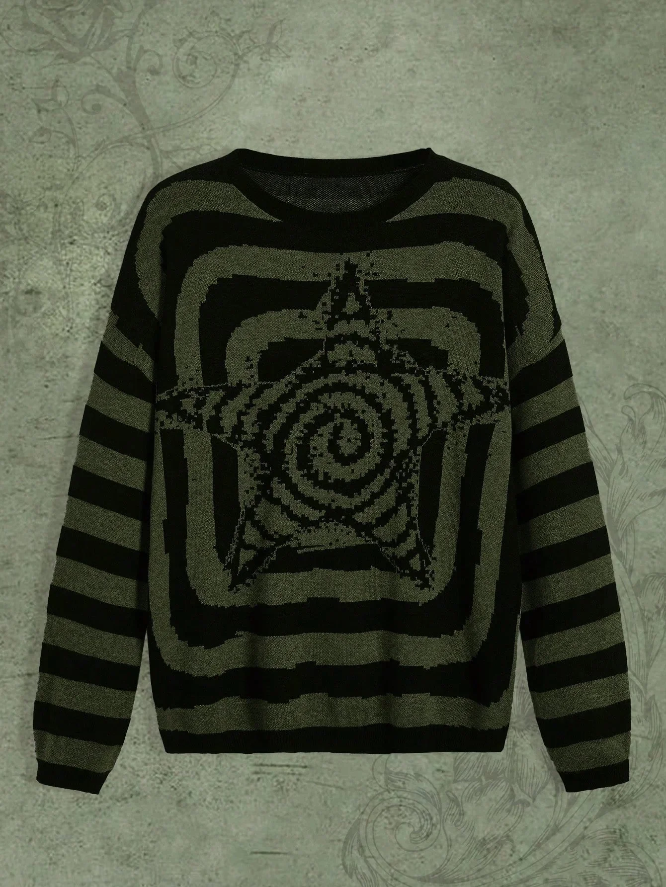 Green Cotton Polyester Blend Knitted Sweater for Women