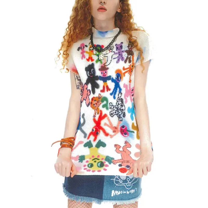 Chic White Printed Womens T-Shirt