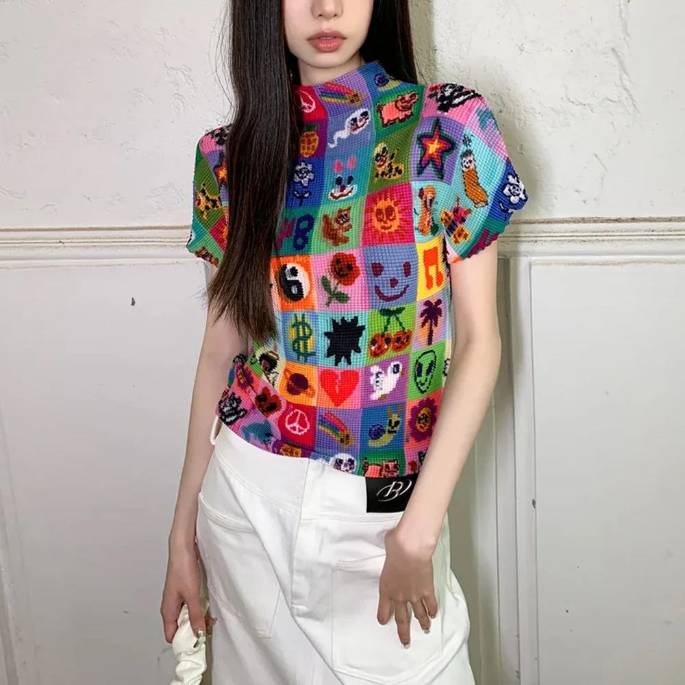 Blue Cotton Blend Summer Top for Women