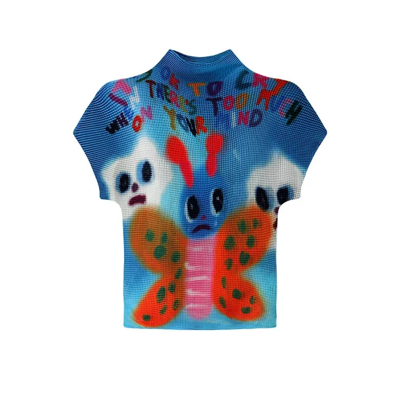 Blue Graphic Print Top for Women