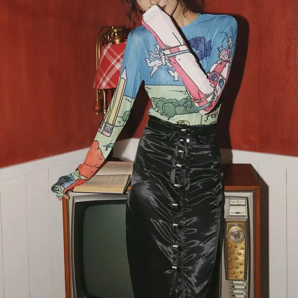 Blue Premium Cotton Polyester Womens Top