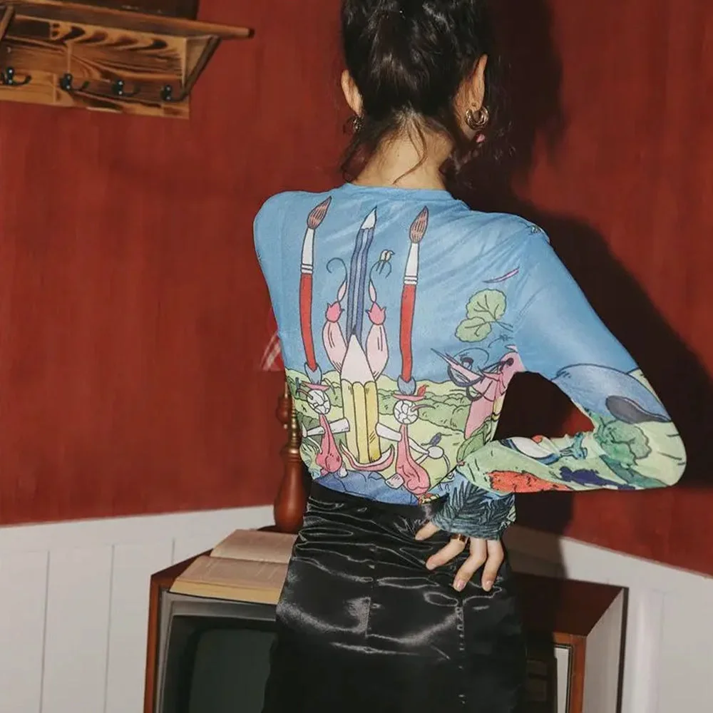 Blue Premium Cotton Polyester Womens Top