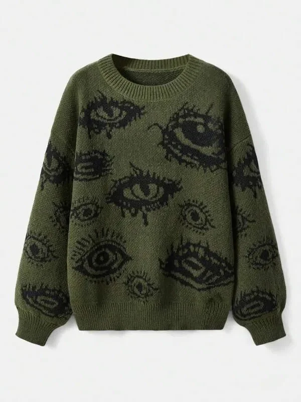 Green Cotton Polyester Womens Pullover