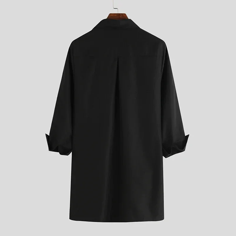 Black Long Sleeve Mens Cotton-Polyester Shirt