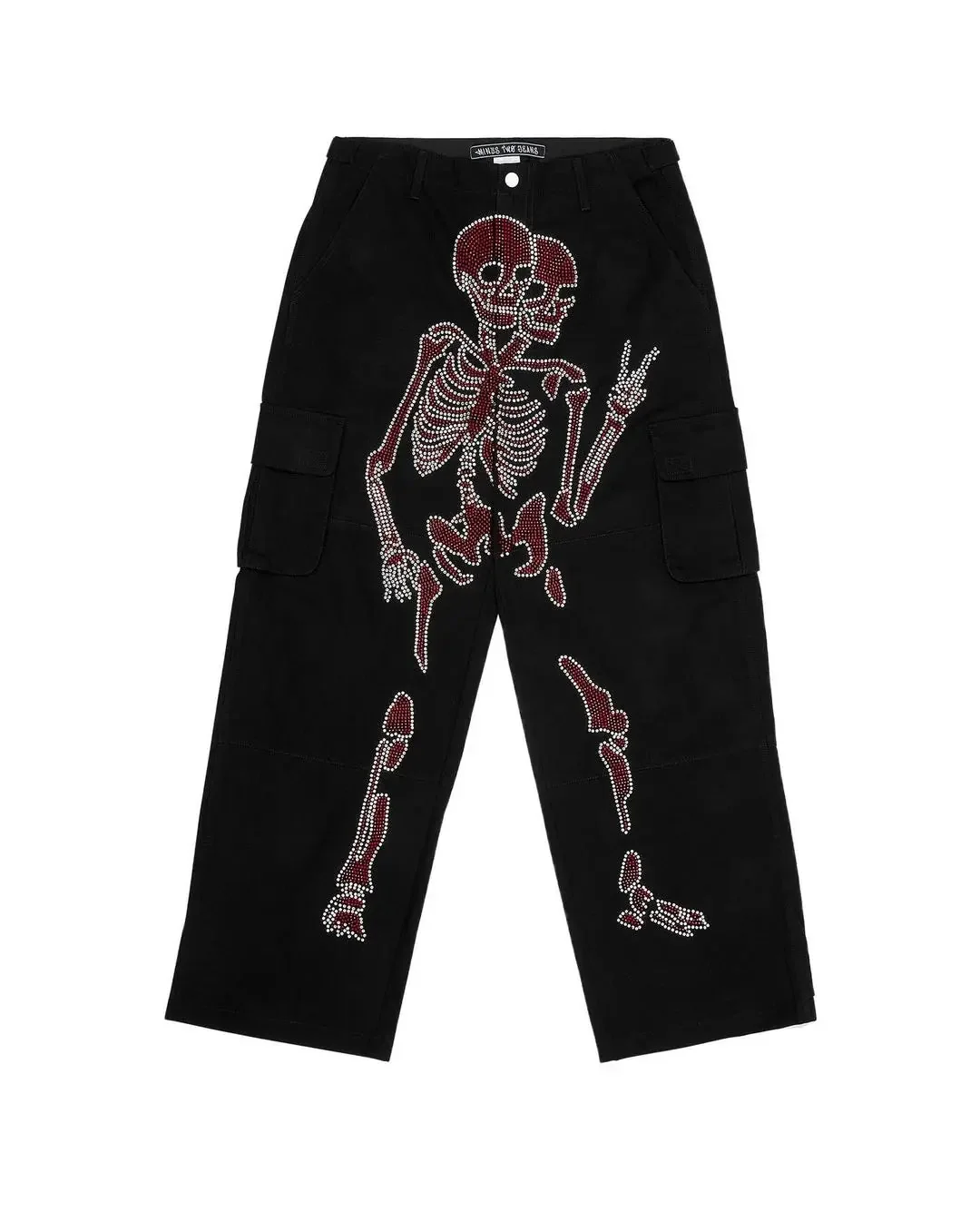 Womens Skull Print Fashion Pants Black Premium Cotton Polyester Blend