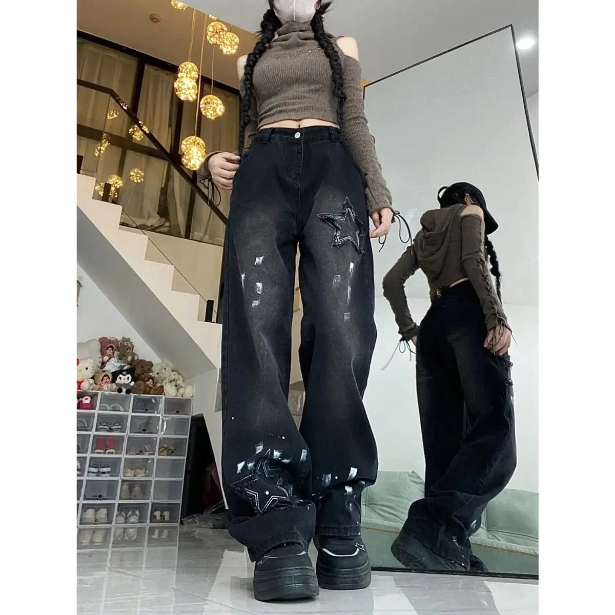 Chic Black Womens Cotton-Polyester Blend Pants